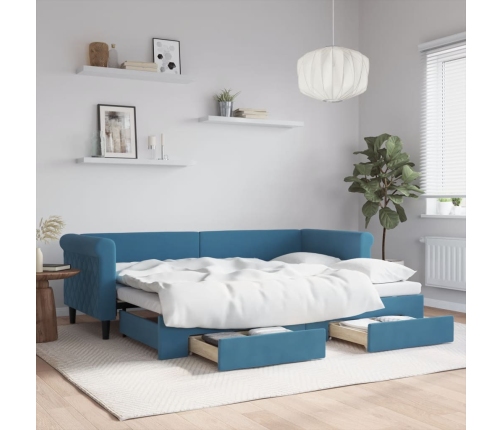 vidaXL Sofá cama nido con cajones terciopelo azul 80x200 cm