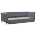 Sofá cama nido con cajones terciopelo gris oscuro 80x200 cm