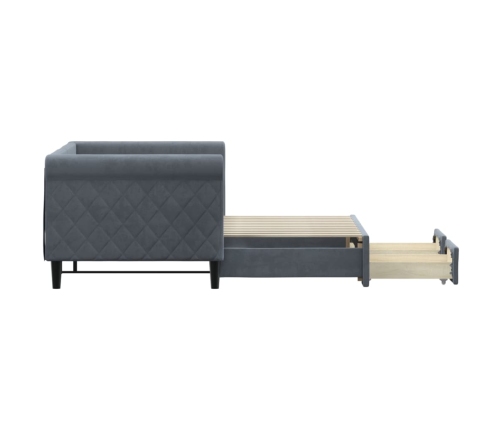Sofá cama nido con cajones terciopelo gris oscuro 80x200 cm