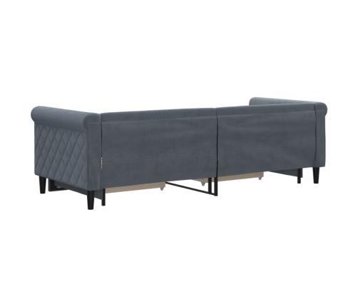Sofá cama nido con cajones terciopelo gris oscuro 80x200 cm