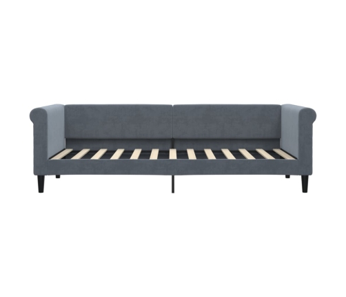 Sofá cama nido con cajones terciopelo gris oscuro 80x200 cm