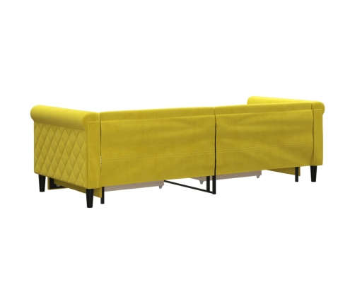 Sofá cama nido con cajones terciopelo amarillo 80x200 cm