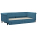 Sofá cama nido con cajones terciopelo azul 90x200 cm