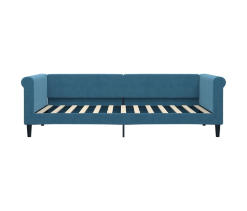 Sofá cama nido con cajones terciopelo azul 90x200 cm