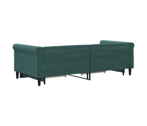 Sofá cama nido con cajones terciopelo verde oscuro 90x200 cm