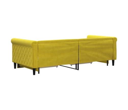 Sofá cama nido con cajones terciopelo amarillo 90x200 cm