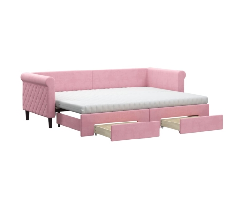 vidaXL Sofá cama nido con cajones terciopelo rosa 80x200 cm