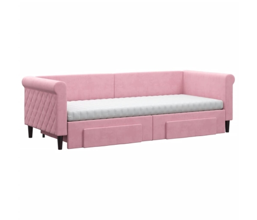 vidaXL Sofá cama nido con cajones terciopelo rosa 80x200 cm