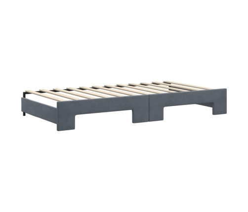 Sofá cama nido con cajones terciopelo gris oscuro 100x200 cm