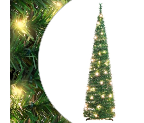 Árbol de Navidad artificial desplegable 50 LED verde 120 cm