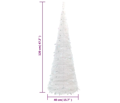 Árbol de Navidad artificial desplegable 50 LED blanco 120 cm