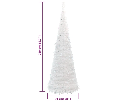 Árbol de Navidad artificial desplegable 200 LED blanco 210 cm