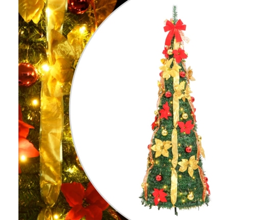 Árbol de Navidad artificial desplegable 50 LED verde 120 cm