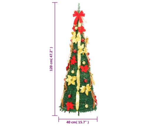 Árbol de Navidad artificial desplegable 50 LED verde 120 cm