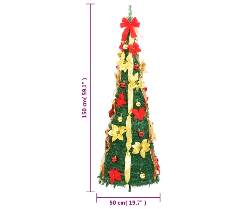 Árbol de Navidad artificial desplegable 100 LED verde 150 cm