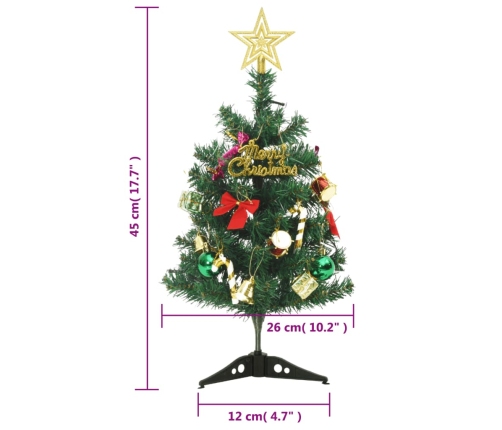 Mini árbol de Navidad artificial con 20 luces LED verde 45 cm