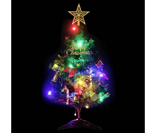 Mini árbol de Navidad artificial con 30 luces LED verde 60 cm