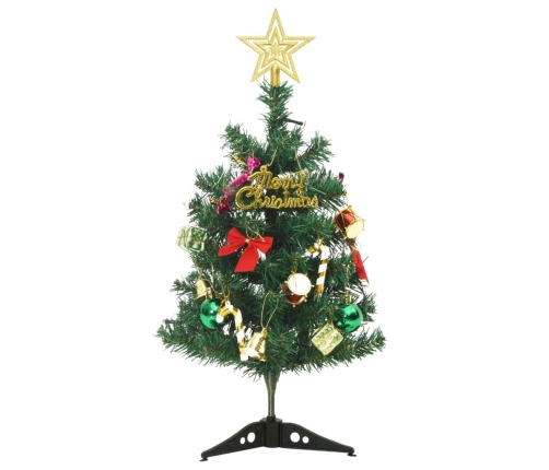 Mini árbol de Navidad artificial con 30 luces LED verde 60 cm