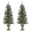 Árboles Navidad artificiales 2 uds 100 LED verde blanco 120 cm