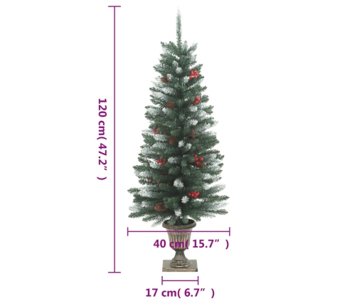 Árboles Navidad artificiales 2 uds 100 LED verde blanco 120 cm