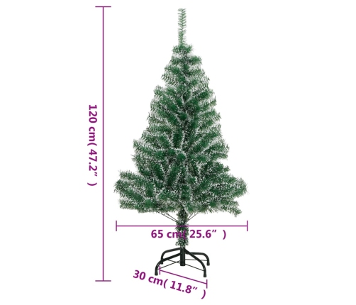 Árbol de Navidad artificial verde con nieve 120 cm