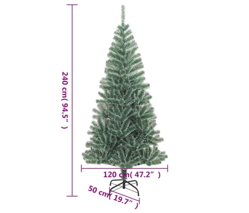 Árbol de Navidad artificial verde con nieve 240 cm