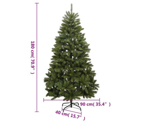 Árbol de Navidad artificial con bisagras y soporte verde 180 cm