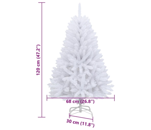 Árbol de Navidad artificial con bisagras y soporte blanco 120cm