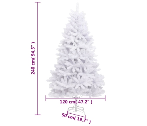 Árbol de Navidad artificial con bisagras y soporte blanco 240cm