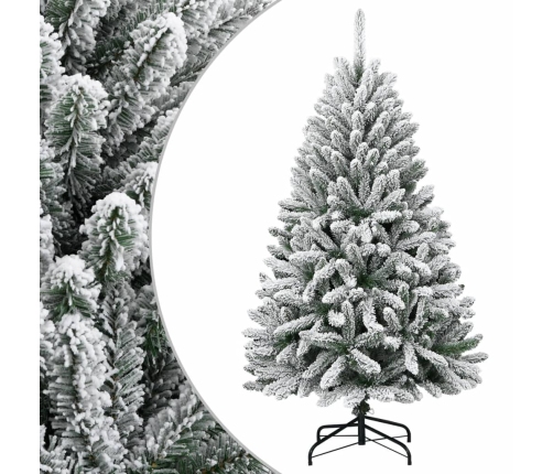 Árbol de Navidad artificial con bisagras y nieve flocada 120 cm