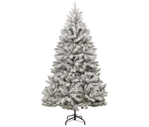 Árbol de Navidad artificial con bisagras y nieve flocada 210 cm