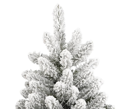 Árbol de Navidad artificial con bisagras y nieve flocada 210 cm