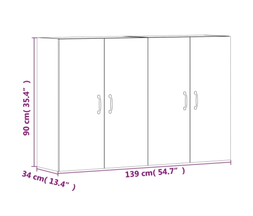 Armarios de pared 2 uds madera de ingeniería gris hormigón