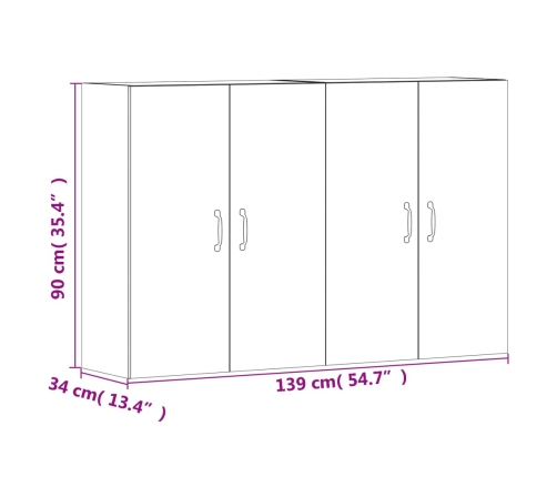 Armarios de pared 2 uds madera de ingeniería marrón roble