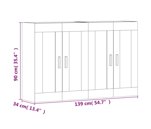 Armarios de pared 2 uds madera de ingeniería blanco