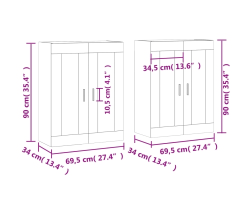 Armarios de pared 2 uds madera de ingeniería negro