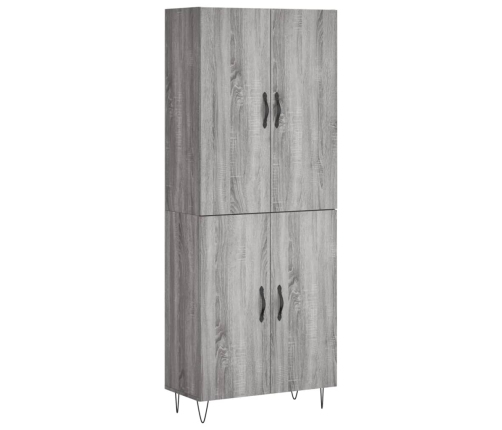 Aparador alto madera contrachapada gris sonoma 69,5x34x180 cm