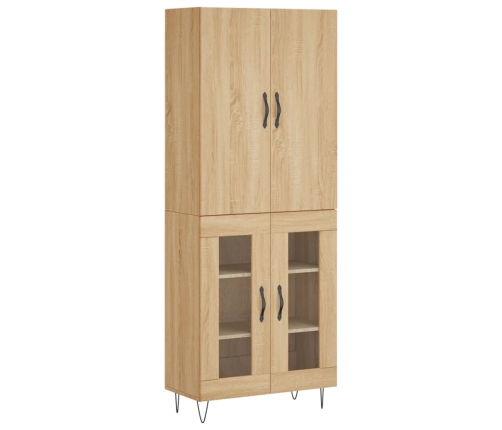 Aparador alto madera contrachapada color roble 69,5x34x180 cm