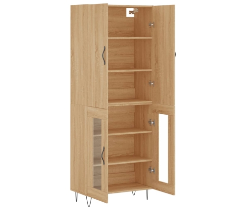 Aparador alto madera contrachapada color roble 69,5x34x180 cm