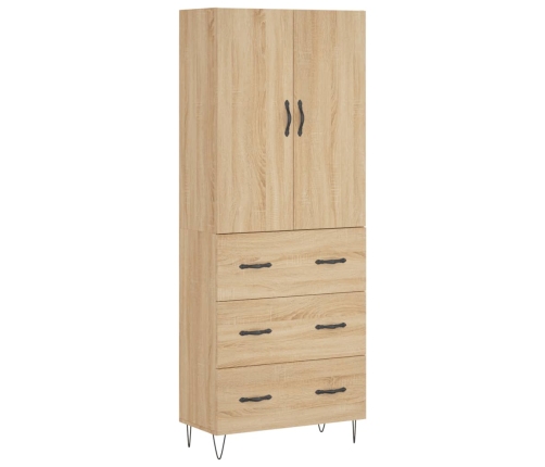 Aparador alto madera contrachapada color roble 69,5x34x180 cm