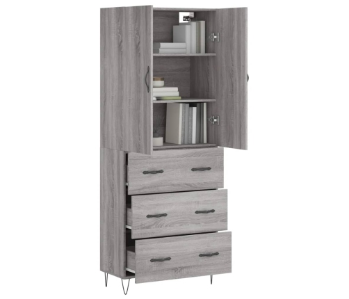 Aparador alto madera contrachapada gris sonoma 69,5x34x180 cm