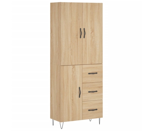 Aparador alto madera contrachapada color roble 69,5x34x180 cm