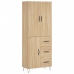 Aparador alto madera contrachapada color roble 69,5x34x180 cm