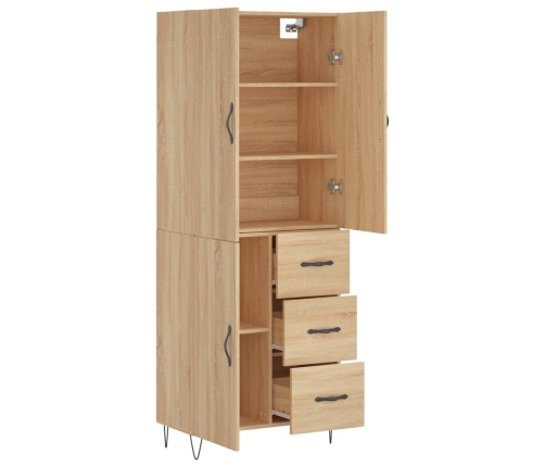 Aparador alto madera contrachapada color roble 69,5x34x180 cm