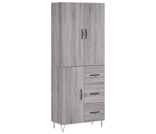 Aparador alto madera contrachapada gris sonoma 69,5x34x180 cm