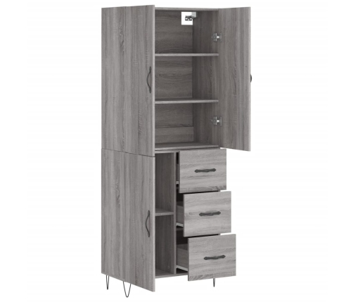 Aparador alto madera contrachapada gris sonoma 69,5x34x180 cm