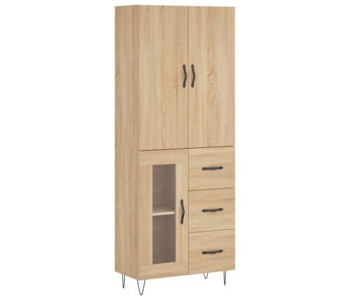 Aparador alto madera contrachapada color roble 69,5x34x180 cm