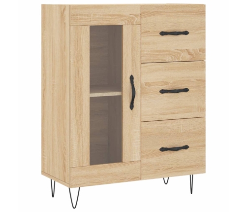 Aparador alto madera contrachapada color roble 69,5x34x180 cm