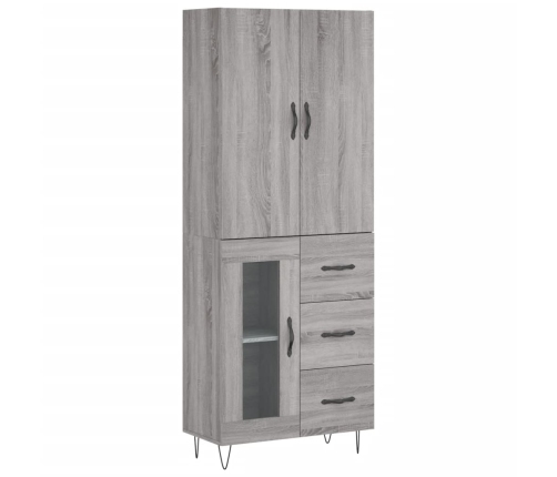 Aparador alto madera contrachapada gris sonoma 69,5x34x180 cm