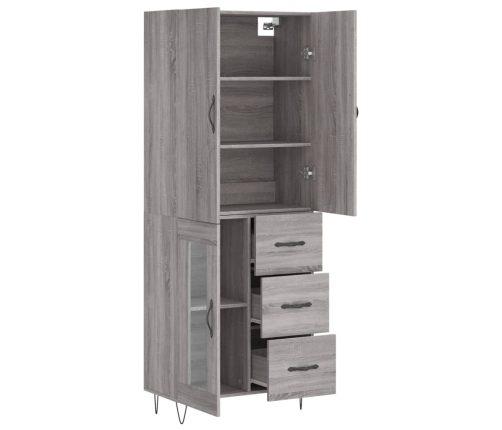 Aparador alto madera contrachapada gris sonoma 69,5x34x180 cm